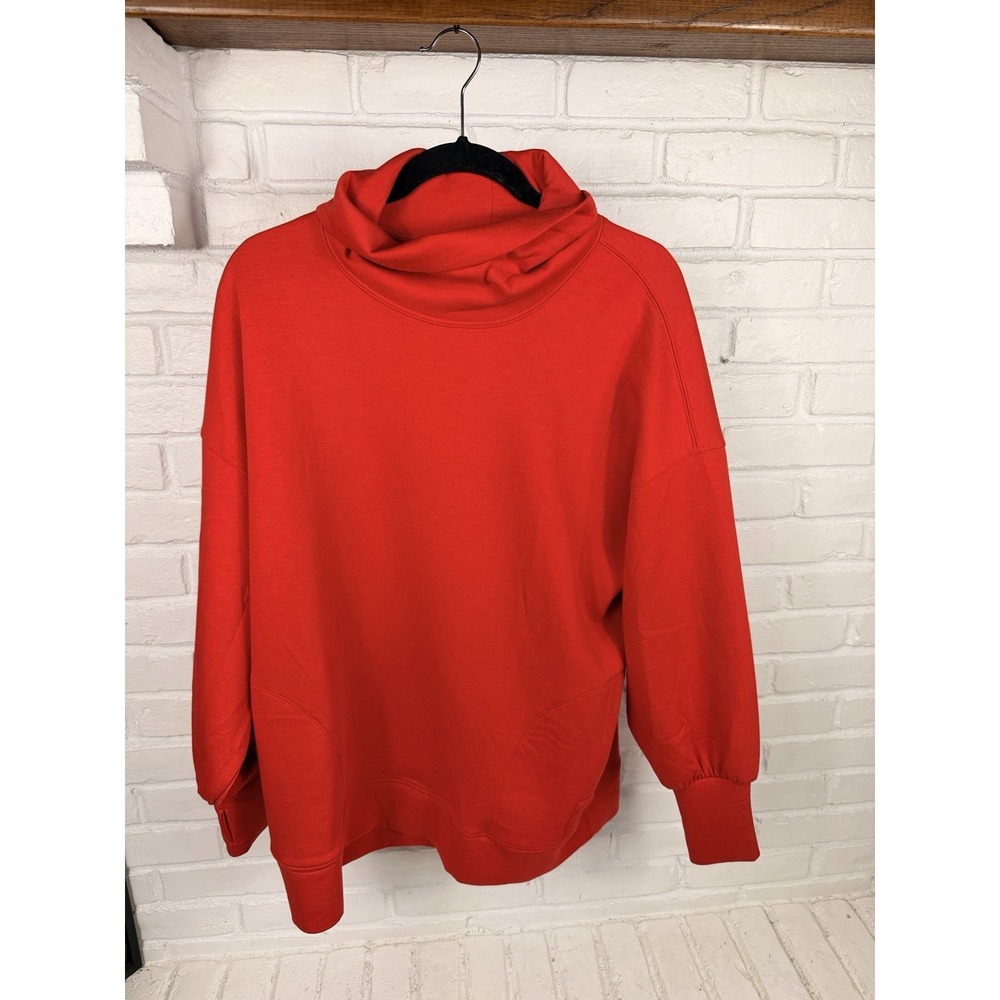 FP Movement Reyes Hoodie XS Red Oversized Cowl Neck Thumbhole Athleisure